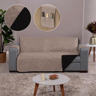 Imagem de Capa de Sofa Dupla Face 2 e 3 Lugares Caqui-Tabaco - Charme do Detalhe