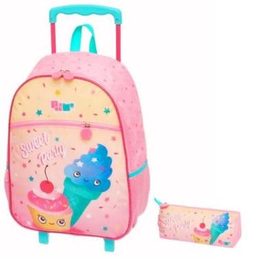 Imagem de Kit Mochila Escolar Sorvete Sweet Rodinha Tam G Com Estojo - Pacific