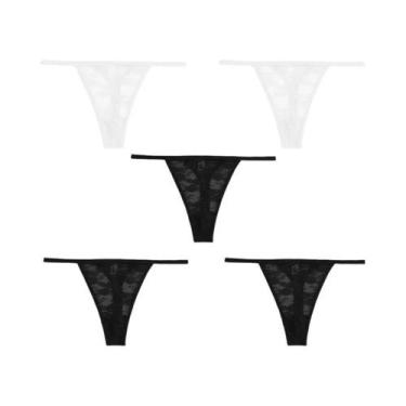 Imagem de Conjunto de 5 Calcinhas de Renda Feminina - Lingerie Floral Sexy e Con