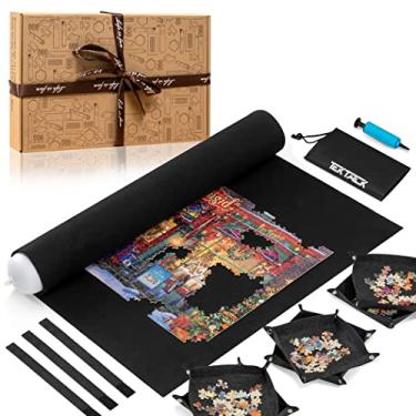 Imagem de Tektalk Higher-Capacity Design with 6 Felt Sorting Trays, Jigsaw Puzzle Roll-up Mat in Delicate Packaging Box with Hand Pump, for Saving and Storing for 2000, 1500, 1000, 500 Jigsaw Puzzle Pieces