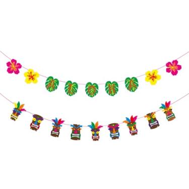 Imagem de Decorações de festa havaiana Aloha, faixa Aloha para suprimentos de festa temáticos de luau tropical do Havaí, suprimentos de decoração de festa havaiana Luau, placa de faixa Tiki Totem para