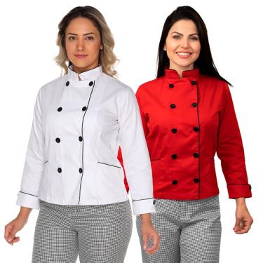 Imagem de Dolmã Chef Cozinha Feminino Algodão