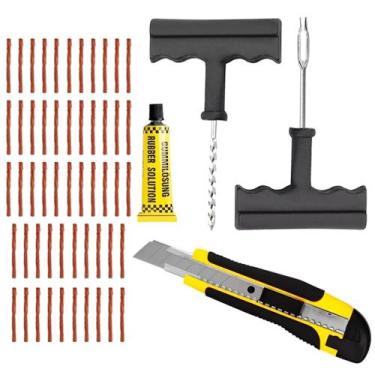 Imagem de Kit De Remendo Reparo Para Pneu Sem Câmara Com 53 Macarrão E Estilete 