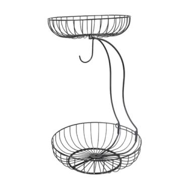 Imagem de Ioensy Cesta de cesta de frutas cesta de legumes resistentes, tigela de arame de metal de de 2 camadas para pão lanche
