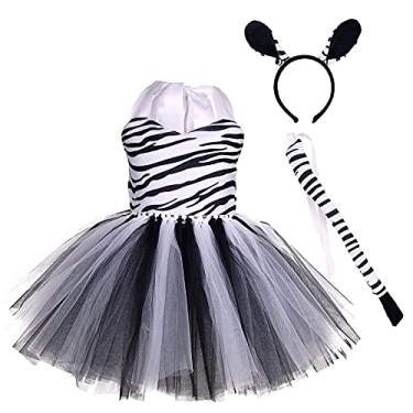 Imagem de Vestido infantil feito à mão com tutu, desenho animado, zoológico, Halloween, cosplay, aniversário, princesa, fotografia, sessão de fotos, fantasia para crianças, festivais, carnaval, frock, conjunto de roupas de zebra, 7 a 8 anos