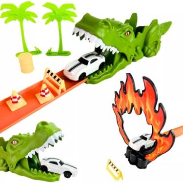 Imagem de Pista Radical Ataque Animal, Kit Pista Com Lançador De Carrinho, Obstáculos e Carro de Corrida Incluso, Brinquedo Infantil (Dinossauro)