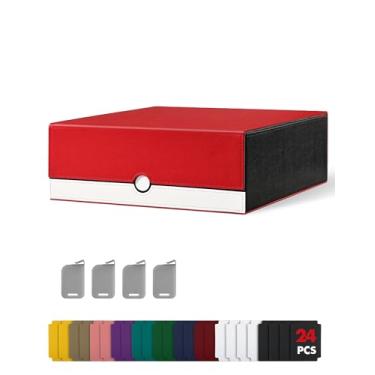 Imagem de UAONO Card Storage Box for Trading Cards, 2400+ MTG Commander Deck Box With 24pcs Colorful Divider, Card Case Fits for Magic TCG PTCG Sports Game (Red&White)