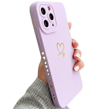 Imagem de Qokey Capa para iPhone 11 Pro Max de 6,5 polegadas (2019), bonito brilho lateral e traseira banhado com coração de amor com lentes anti-queda capa de câmeras proteção macia à prova de choque anti-impressão digital anti-poeira capas de telefone - roxo