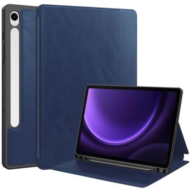 Imagem de TANOVCEP Capa para Samsung Galaxy Tab S9 FE/Tab S9 com suporte para caneta S, suporte de visualização em vários ângulos com bolso, capa à prova de choque para Galaxy Tab S9 FE/S9, despertar/hibernar