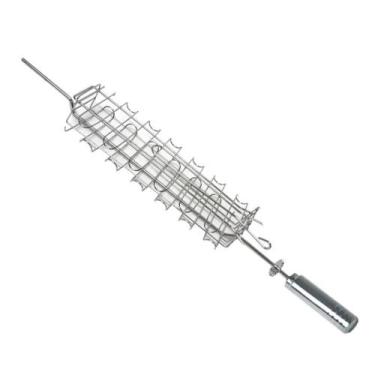 Imagem de Espeto Grelha Peixe Giratória Cromado 67,5Cm Issi Grill