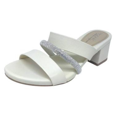 Imagem de Tamanco Feminino Salto Bloco Médio Conforto Strass Modare