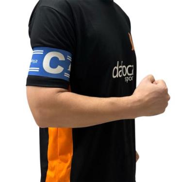 Imagem de Faixa Braçadeira de Capitão Adulto Ajustável Azul e Branco Dafoca Spor