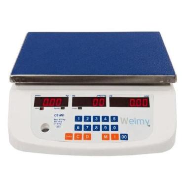 Imagem de Balança Comercial Digital Dupla Escala 6/15kg 2/5g com Bateria C6 Marc