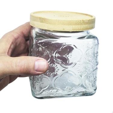 Imagem de Pote Porta Alimentos e Mantimentos 620ml em Vidro com Relevo e Tampa e