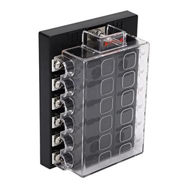 Imagem de Painel de bloco de fusíveis de lâmina, caixa de fusíveis de lâmina resistente ao calor Bom isolamento protetor Fácil de identificar 12‑36VDC para barco (12 vias)