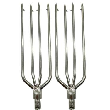 Imagem de 2 peças de arpão de pesca de aço inoxidável de 3 a 5 garras com anzol de arpão de pesca com garra única de 4/6 mm de espessura, ajuste de 8 mm/0,31 pol. Vara de pesca de lança para caça sapo de peixe