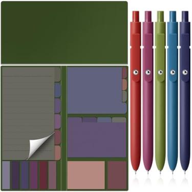 Imagem de Tenceur 5 peças de canetas de tinta preta de 0,5 mm de secagem rápida com 410 unidades de canetas esferográficas pequenas notas adesivas divisórias de material de escritório divisórias para escritório