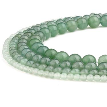 Imagem de RUBYCA Atacado Natural Verde Aventurina Pedra Preciosa Redonda Solta Contas Jóias Fazendo 1 Fio - 8 mm
