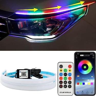 Imagem de Tiras de LED para farol de carro, LEDCARE 61 cm, fita de LED externa com Dreamcolor Chasing, faixa de luz de LED flexível à prova d'água, DRL controlada por aplicativo sem fio, pacote com 2 (estilo 2)