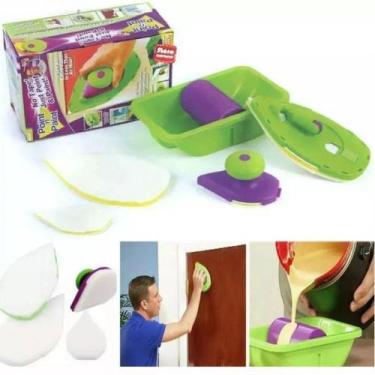 Imagem de Kit rolo de pintura sem sujeira inteligente pintar parede textura auto