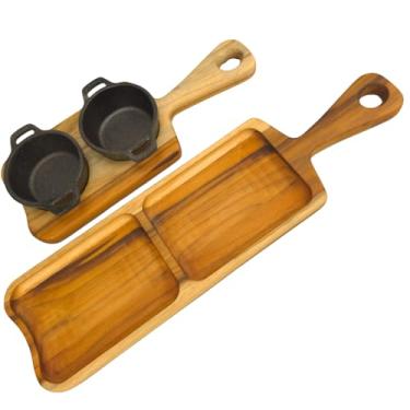 Imagem de Kit Tábua de frios com divisórias Petisqueira de madeira