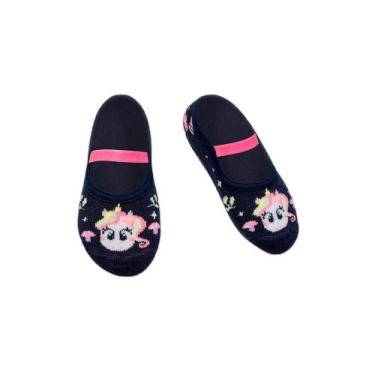 Imagem de Meia Sapatilha Com Sola Emborrachada Bebê Menina Unicórnio Encantado -