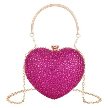 Imagem de Zeph Hosea Bolsa feminina em forma de coração, bolsa de mão para festa de casamento, noite, mini bolsa de corrente para coquetel, formatura, bolsa de ombro, Vermelho rosa, 6.3*3.1*6.3 inches