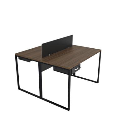 Imagem de Escrivaninha para Escritório 2 Lugares com Gavetas Industrial Nogal / Preto