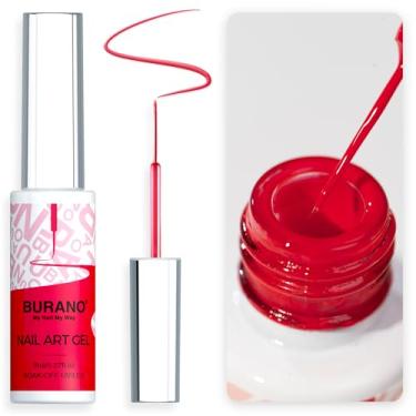 Imagem de BURANO Esmalte Em Gel Para Unhas, Delineador, Preto, Branco, Roxo, Vermelho, Rosa, Desenho Pintado, 1 Frasco, Pincel Fino Embutido, Cura Cromada Necessária, 8 Ml (Cx4)