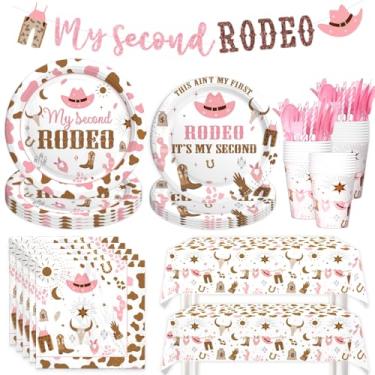Imagem de Costova Meu 2º Aniversário De Rodeio, Conjunto Talheres Para Meninas, Decorações Cowgirl Ocidental, Toalha Mesa, Pratos, Guardanapos E Garfos Menina 2 Anos Do Velho Oeste, Serve 24 Convidados