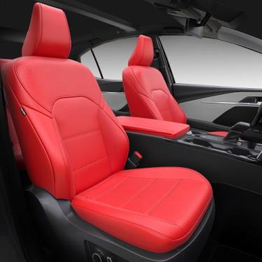 Imagem de FEINEPRO Capas de assento de couro para Toyota Camry 2025 LE SE Hybrid - Conjunto completo de capa de assento de carro de ajuste personalizado, acessórios interiores impermeáveis de luxo, protetores