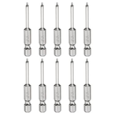 Imagem de HARFINGTON 10 peças de pontas esféricas hexagonais H1,5 (1,5 mm) cabeça 1/10.2 cm haste sextavada 50 mm (2") de comprimento magnético S2 aço métrico chave de fenda chave de broca soquete ferramenta