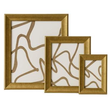 Imagem de Kit 3 Porta Retrato Moldura Dourada Quadro Para Fotos Parede - Mart, D