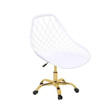 Imagem de Cadeira Giratória Kaila Branca| Dourado Brilho