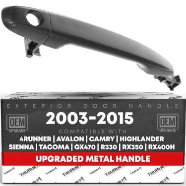 Imagem de Maçaneta e tampa da porta do motorista/passageiro, metal atualizado - compatível com Toyota Tacoma 05-15, 05-09 4Runner, 07-11 Camry; Lexus GX470 03-09 - preto texturizado - OEM 69211-AE010, FDH010291