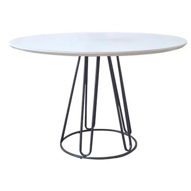 Imagem de Mesa De Jantar Rubi Off White Com Base De Metal Preto 1,20 M