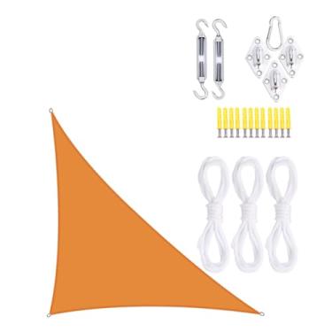 Imagem de TBATM Grande Jardim Sombra Vela Impermeável 5x5x7.1m Toldos,Triângulo Sol Sombra Vela 95% Uv Bloco,Triângulo Sol Toldo com Kit de Fixação,Vela Parasol para Pátio Varanda Piscina Bbq,Orange