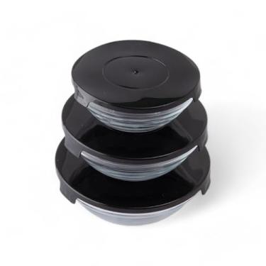 Imagem de Conjunto de Potes Bowls de Vidro com Tampa 3 Unidades Preto