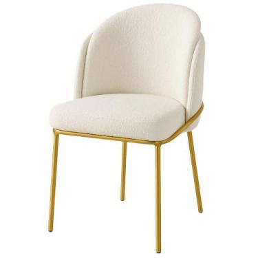 Imagem de Cadeira Aurora Bouclé Off White Metal Dourado - C&M Decor