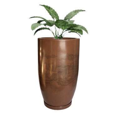 Imagem de Vaso Grande Polietileno Plantas Marmorizado Jardim Varanda 48cm (Marrom Cacau)