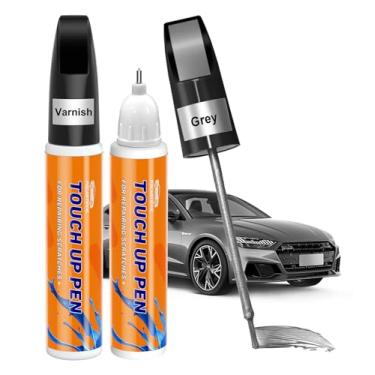 Imagem de Tinta de retoque para carros, removedor de arranhões de carro para veículos, reparo de arranhões de carro, caneta de tinta de retoque automotivo para aro, roda 2 peças (cinza + verniz)