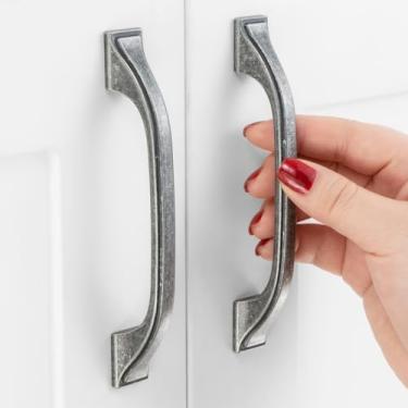 Imagem de ASKANO Orifícios centrais de 9,5 cm, puxador vintage para armário de cozinha em arco de ferro antigo ZP2409 | Pacote com 10, ferragens retrô sólidas para gaveta, cômoda, banheiro, penteadeira, porta