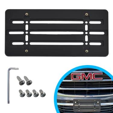 Imagem de Suporte de placa de carro de para-choque dianteiro para GMC 2000-2022, conjunto de suporte de placa com 6 parafusos exclusivos e kit de chave inglesa, kit de montagem de etiqueta de licença, suportes