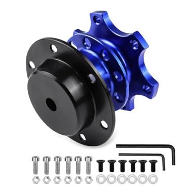 Imagem de YHK Adaptador universal de volante de alumínio para carro, adaptador de cubo de volante, kit de encaixe para corrida/rally/automobilismo (azul)