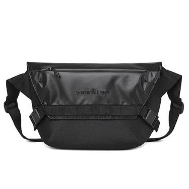 Imagem de SAIA TIAN Bolsa de peito antifurto de grande capacidade – Bolsa tiracolo transversal para iPad de 11 polegadas com organizador, bolsos ocultos e alça de bagagem para viagens, viagens diárias (preto)