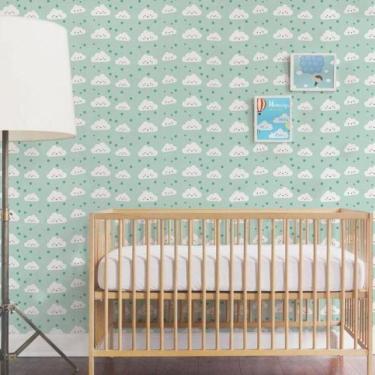 Imagem de Papel De Parede Infantil Nuvem Verde