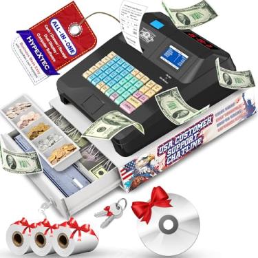 Imagem de Caixa registradora inteligente HypeXtec 2025 para pequenas empresas com gaveta de dinheiro, calculadora eletrônica à prova d'água e à prova de óleo, exibição dupla e recibo de impressão automática