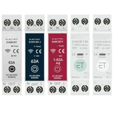 Imagem de Tuya eWeLink WiFi Smart Circuit Breaker MCB 1P+N 63A Interruptor de Controle Remoto Temporizador Relé Controle de Voz kWh Tensão Corrente Medidor Protetor EAKCB-Tuya 1-63A (Ajustável)