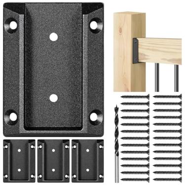 Imagem de Epcee 4Pcs Adc-12 Suporte de Corrimão de Deck de Alumínio, Conectores de Corrimão de Deck para 2"X4" (Na Verdade 1,5"X3,5") Poste de Corrimão de Deck de Madeira para Conexão de Corrimão (Preto)