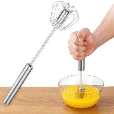 Imagem de Batedor Manual de Ovos Inox - Fouet de Cozinha Resistente e Leve para Misturar Massas, Claras e Receitas - Utensílio Culinário Prático 30 cm